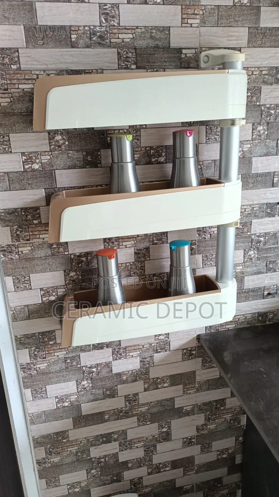 Rotating Wall Hanging Rack With 3 Storage Compartments