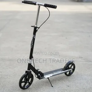Foldable Kick Scooter With Handbrake and Kickstand,Blue and Black*