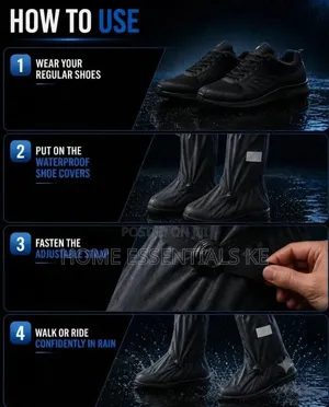 Long Waterproof Shoe Covers -Black