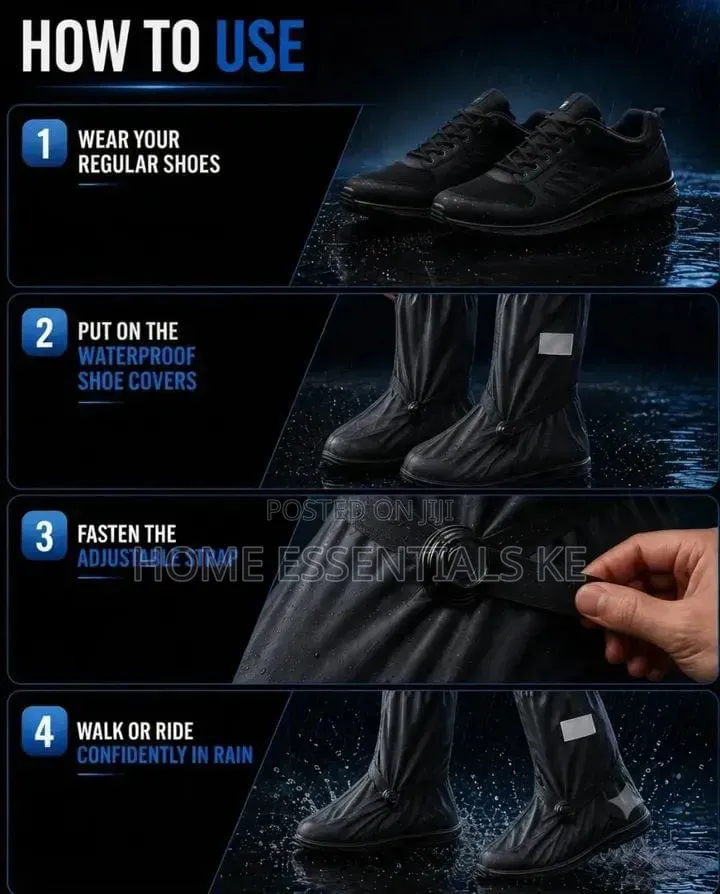 Long Waterproof Shoe Covers -Black
