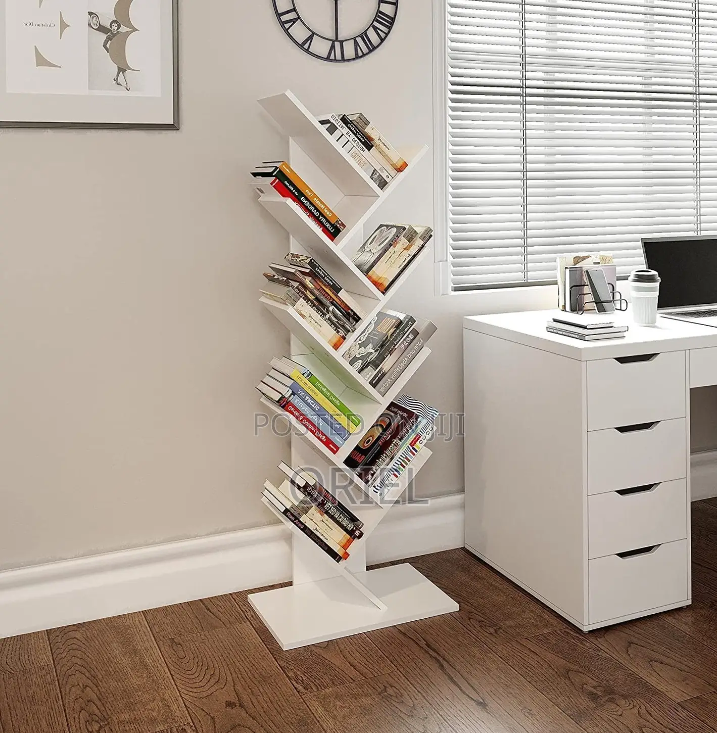 Office Bookshelf : Wooden 8-Level Book Storage Rack