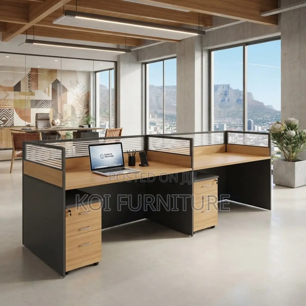 Office Workstations; Straight Two Users MDF Modern Workstation Tables