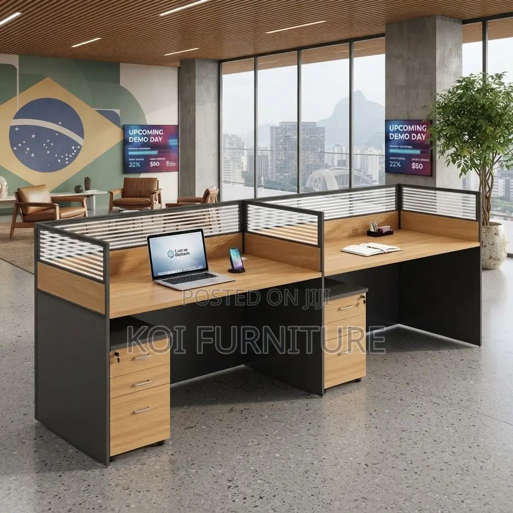 Office Workstations; Straight Two Users MDF Modern Workstation Tables