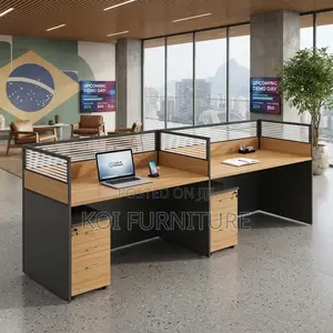 Office Workstations; Straight Two Users MDF Modern Workstation Tables