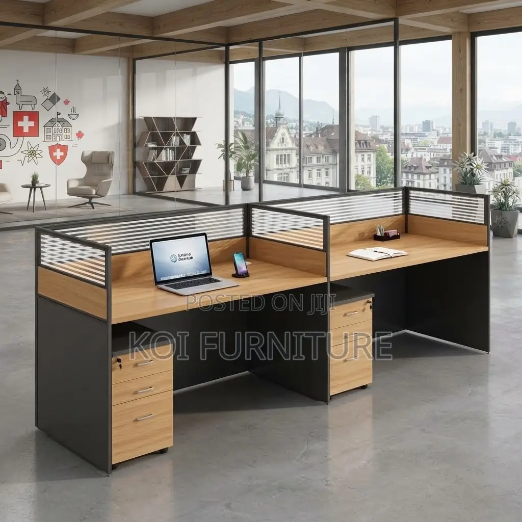 Office Workstations; Straight Two Users MDF Modern Workstation Tables