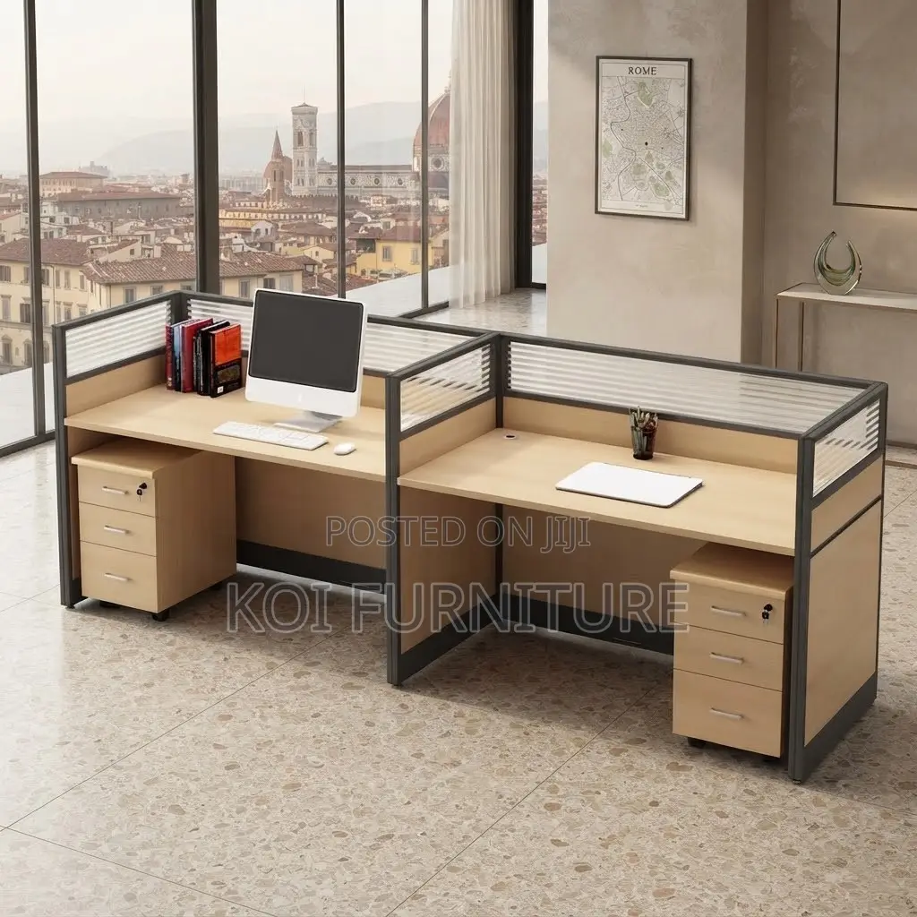Office Workstations; Straight Two Users MDF Modern Workstation Tables