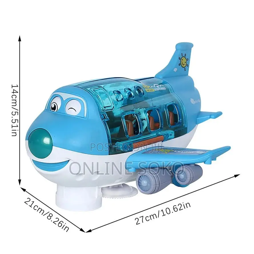 360° Automatic Kids Bump N Go Airplane Toy–Light-Up Universal Airliner
