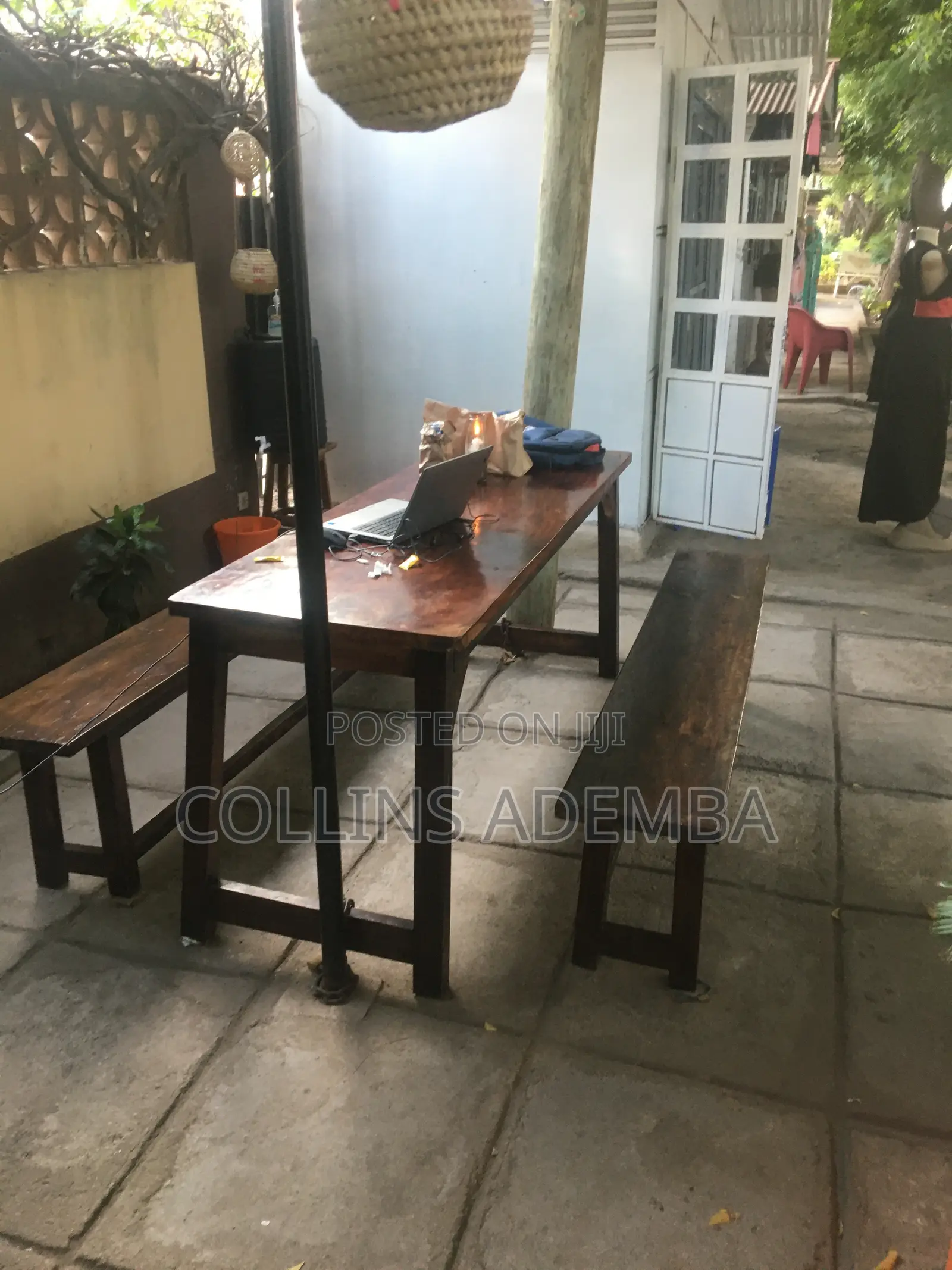 Mvule Hardwood Table + 2 Benches Set - 6ft Restaurant / Outdoor Set