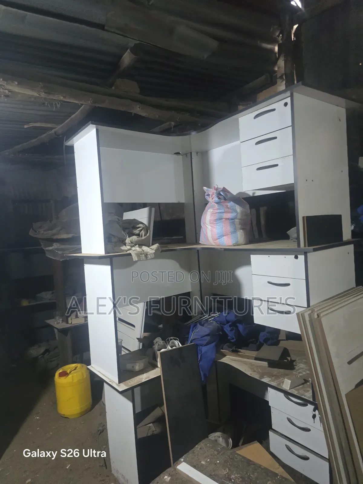 All White MODERN L Shape Desk