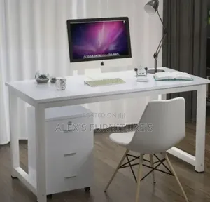 All White Metall Frame Office Desk