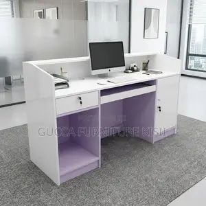 1.6M White Glossy Reception Desk