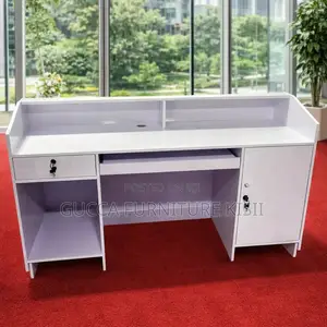 1.6M White Glossy Reception Desk