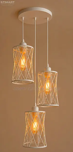 3 in 1 White Criss-Cross Cage Pendant Light