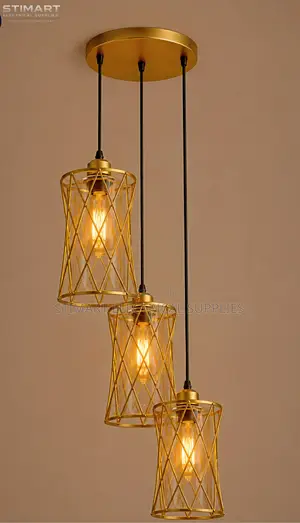 3 in 1 Gold Criss-Cross Cage Pendant Light
