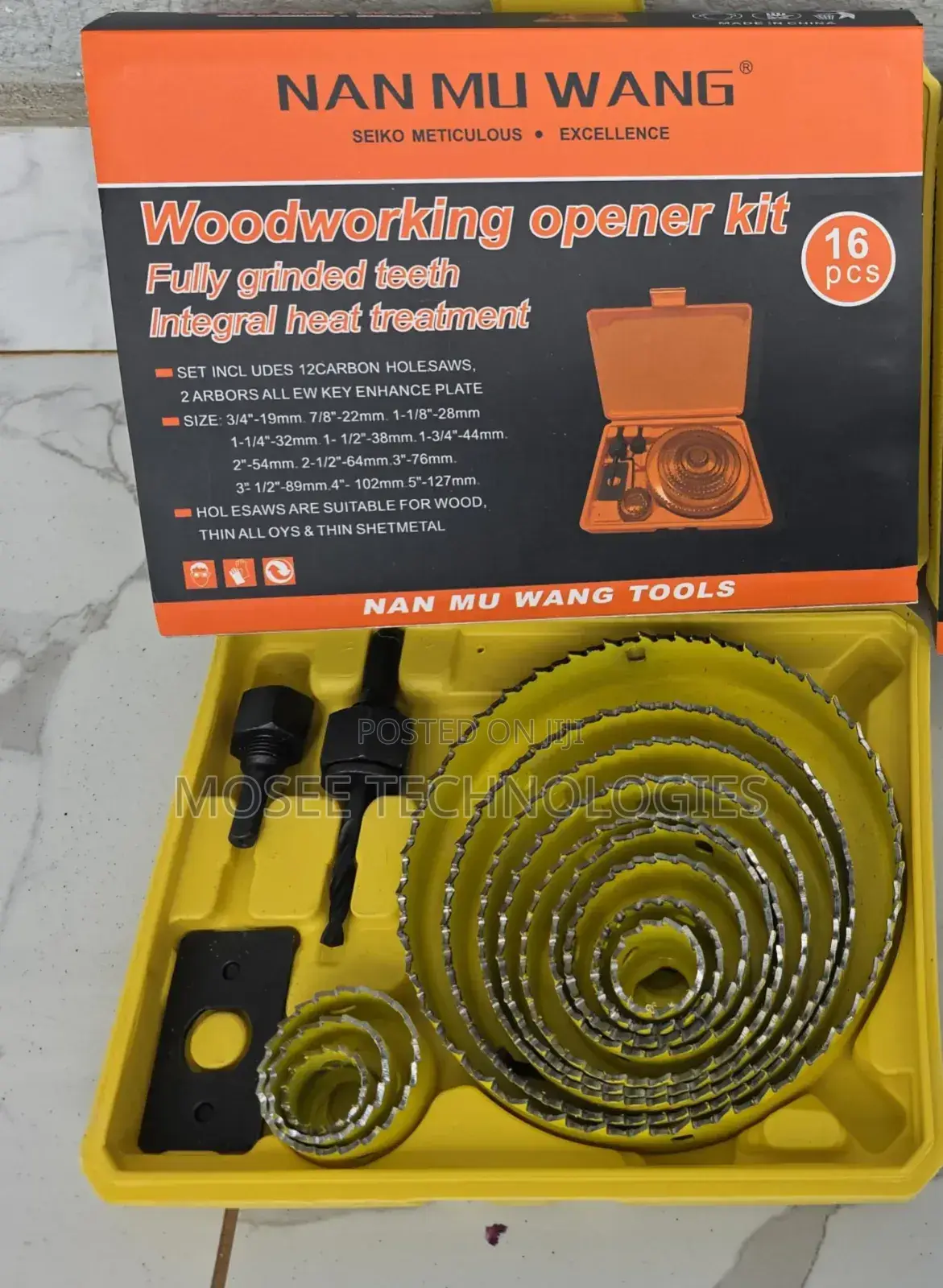 16-Piece Hole Saw Bits Set for Wood, Plastic & Metal