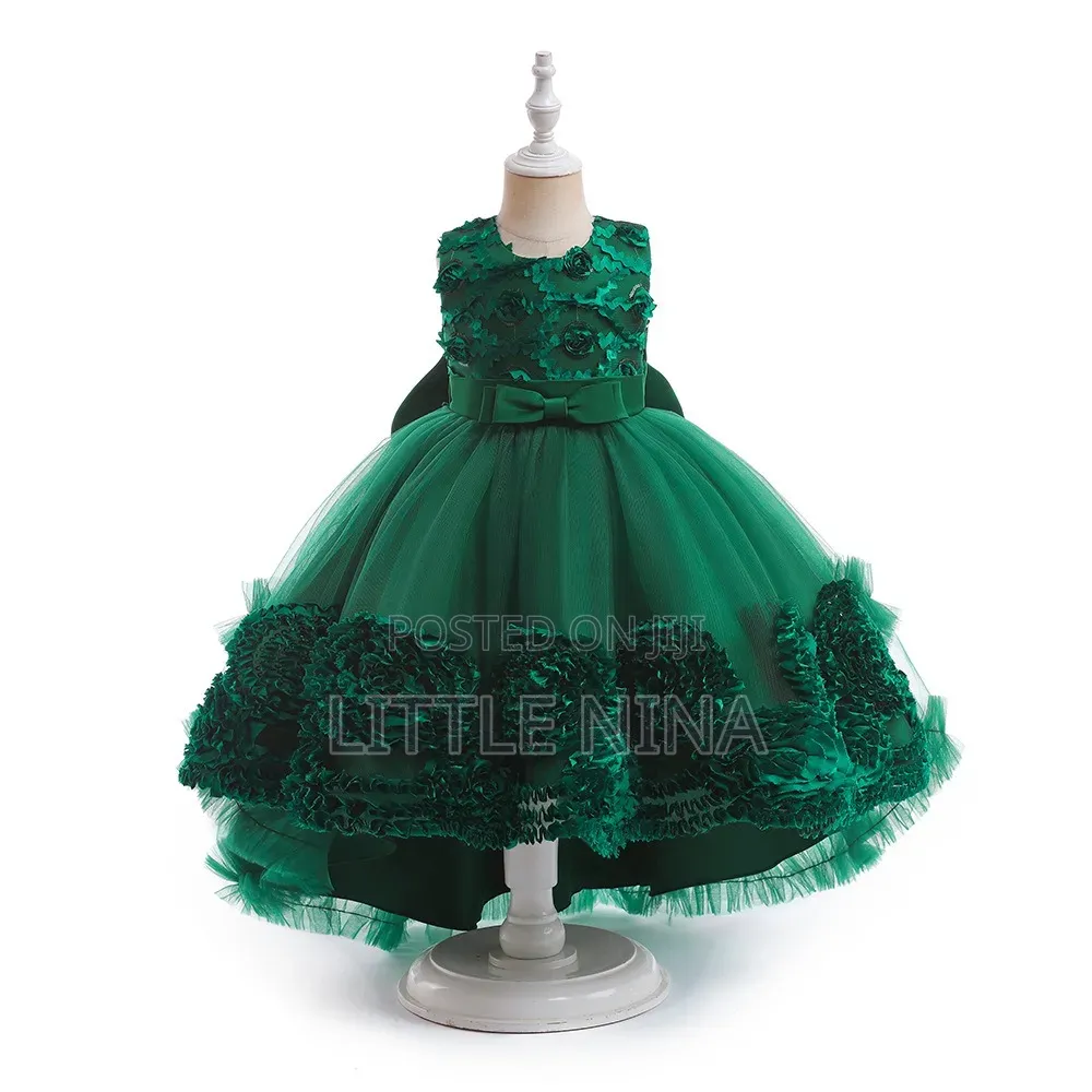 Emerald Green Kids Dress for 3-8yrs