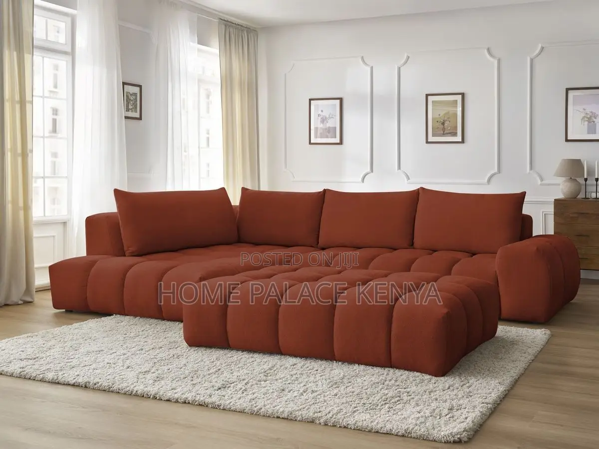 Sofa; Modern Fabric Upholstered L-Shaped Couch for Living Spaces