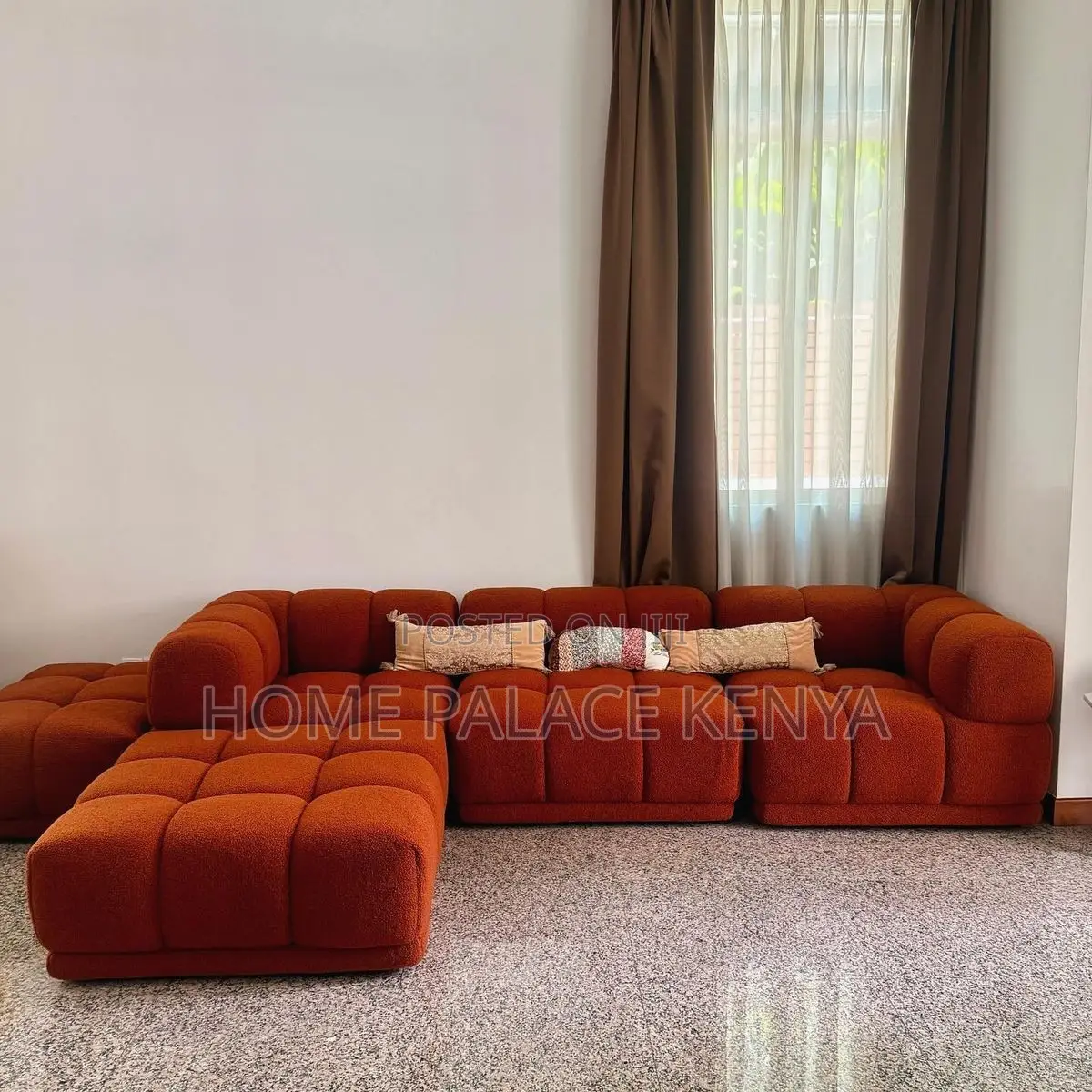 Sofa; Modern Fabric Upholstered L-Shaped Couch for Living Spaces