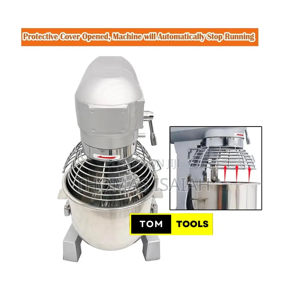 3-Speed Adjustable Commercial Food Dough Mixer With Stainless Steel Bo
