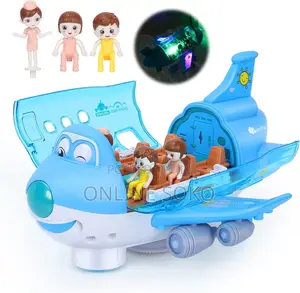 360° Automatic Kids Bump N Go Airplane Toy–Light-Up Universal Airliner