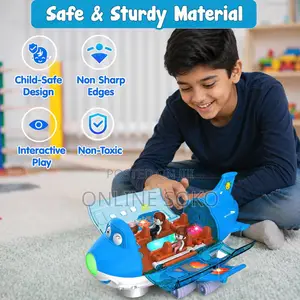 360° Automatic Kids Bump N Go Airplane Toy–Light-Up Universal Airliner