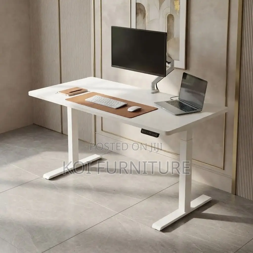 Office Desk; White 1200mm Electric Ergonomic Modern Adjustable Desk