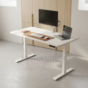 Office Desk; White 1200mm Electric Ergonomic Modern Adjustable Desk