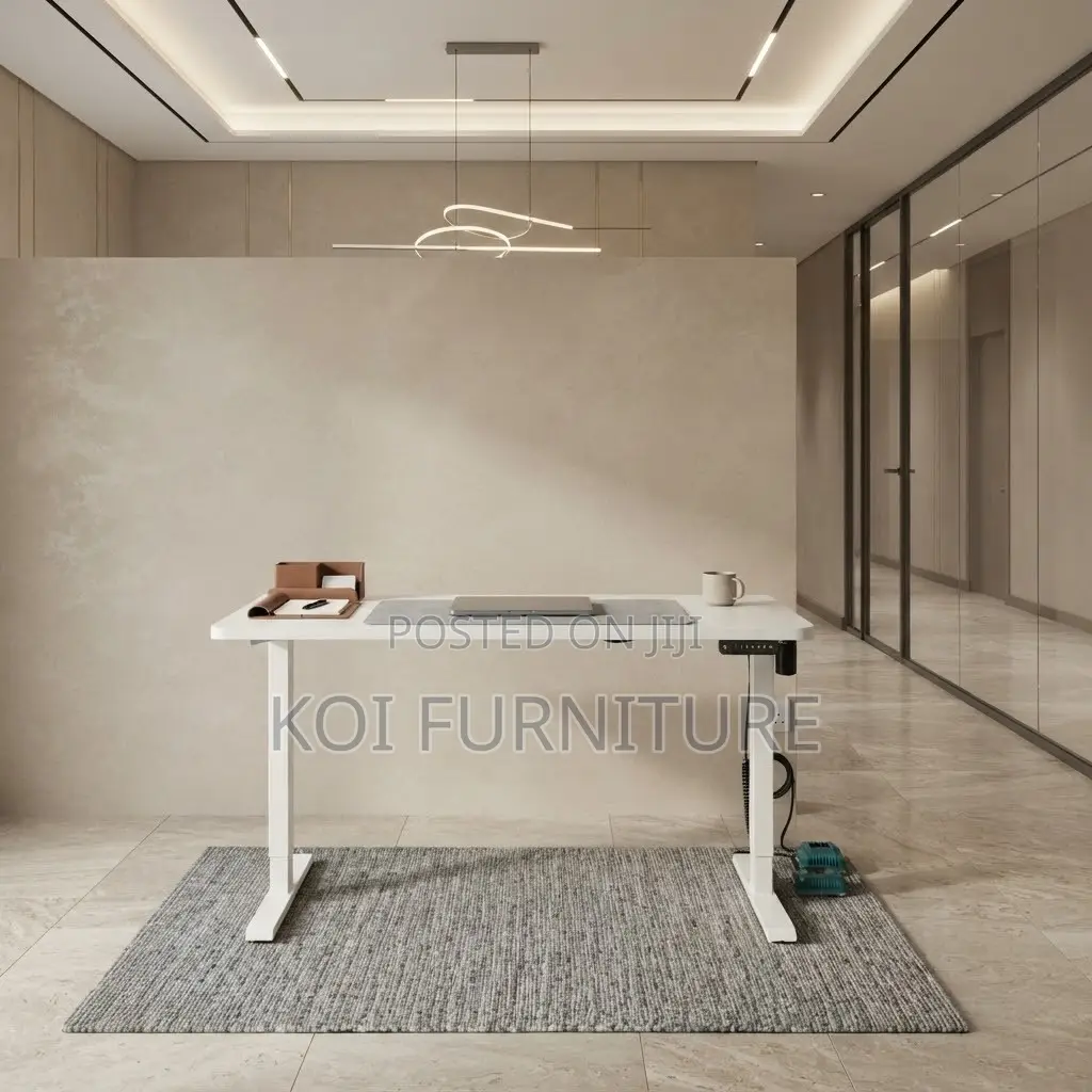 Office Desk; White 1200mm Electric Ergonomic Modern Adjustable Desk