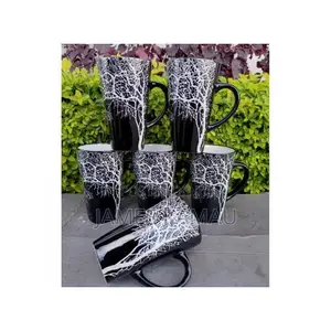Ceramics 6pc Black Ceramic Tea Cups Mugs