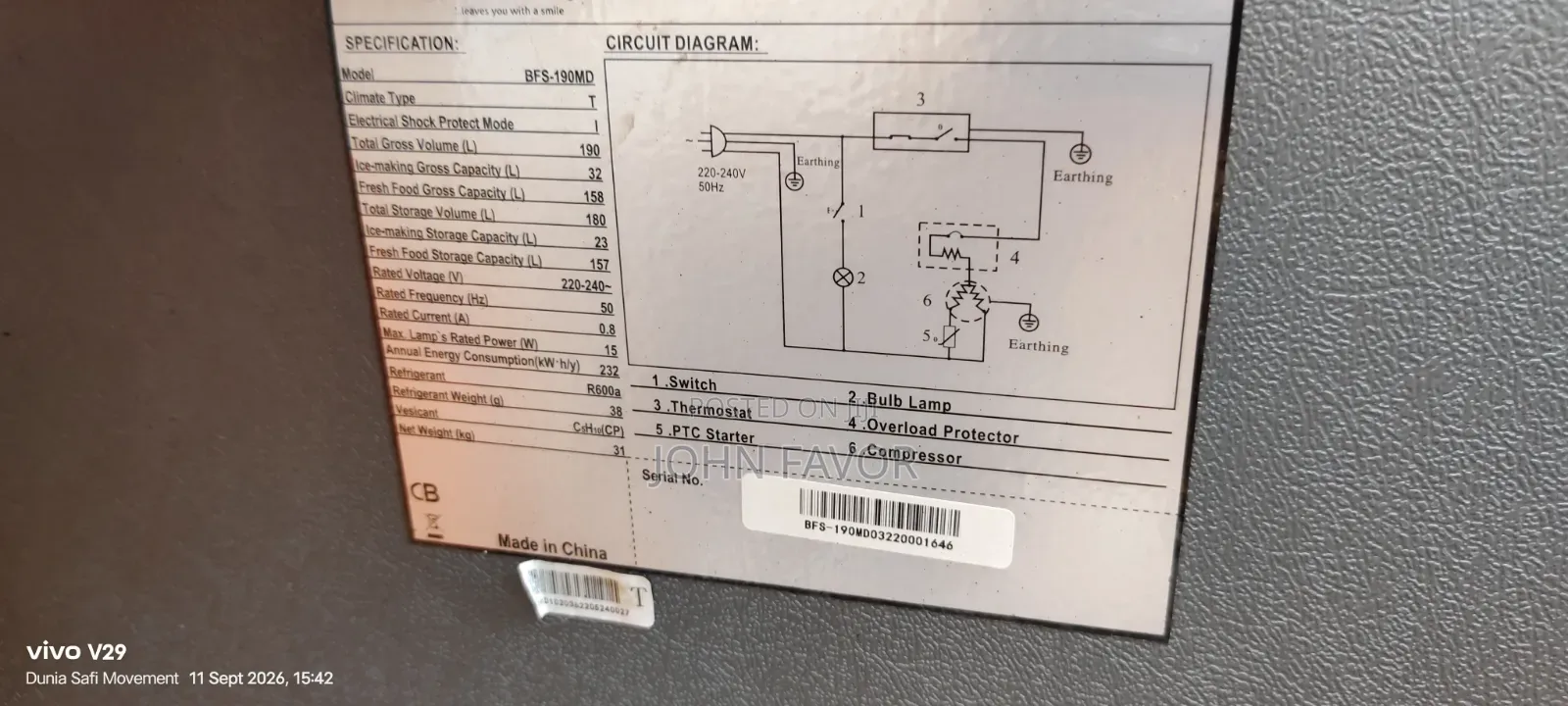 Bruhm 190l Fridge
