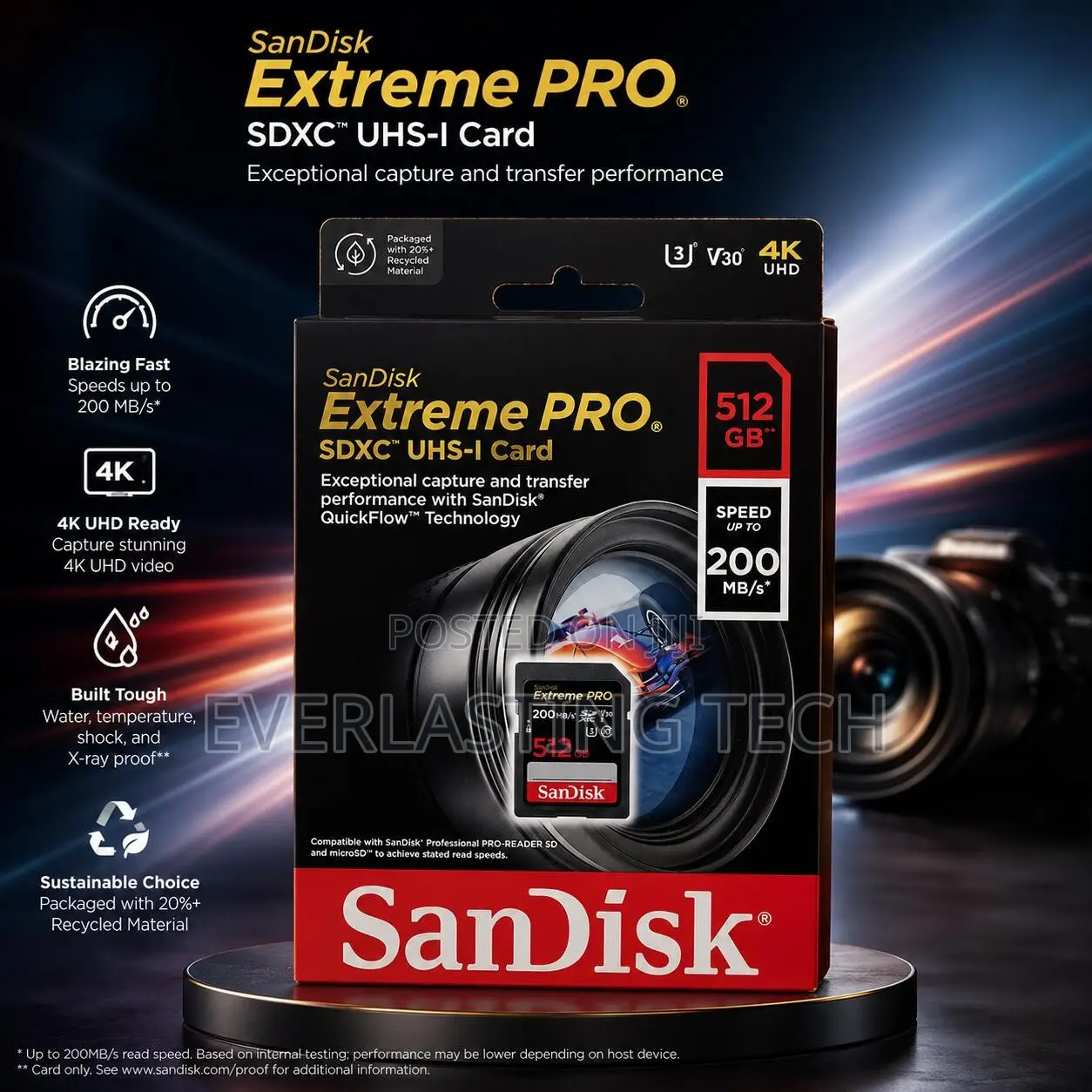 SanDisk Extreme Pro SD Card | 512GB | Up to 200mb/S Read Speed