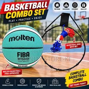Basketball Ball and Hoop Ring With Net Combo Set