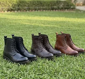 Classic Men's Textured Genuine Leather Lace-Up Ankle Boots