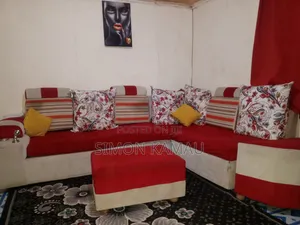 Comfortable L-Shaped Fabric Sofa Set With Pillows