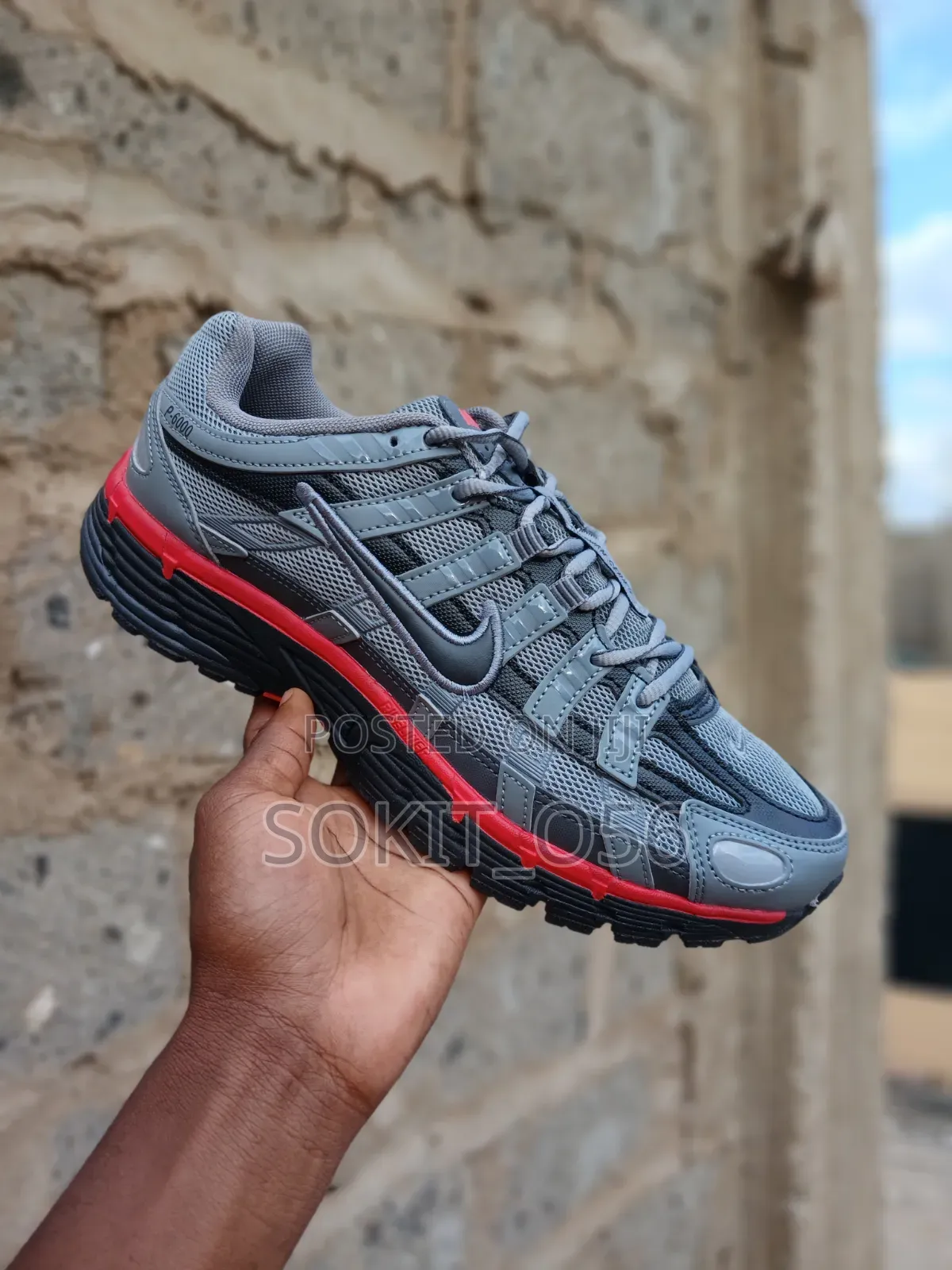 Grey and Black Nike P-6000 Sneaker
