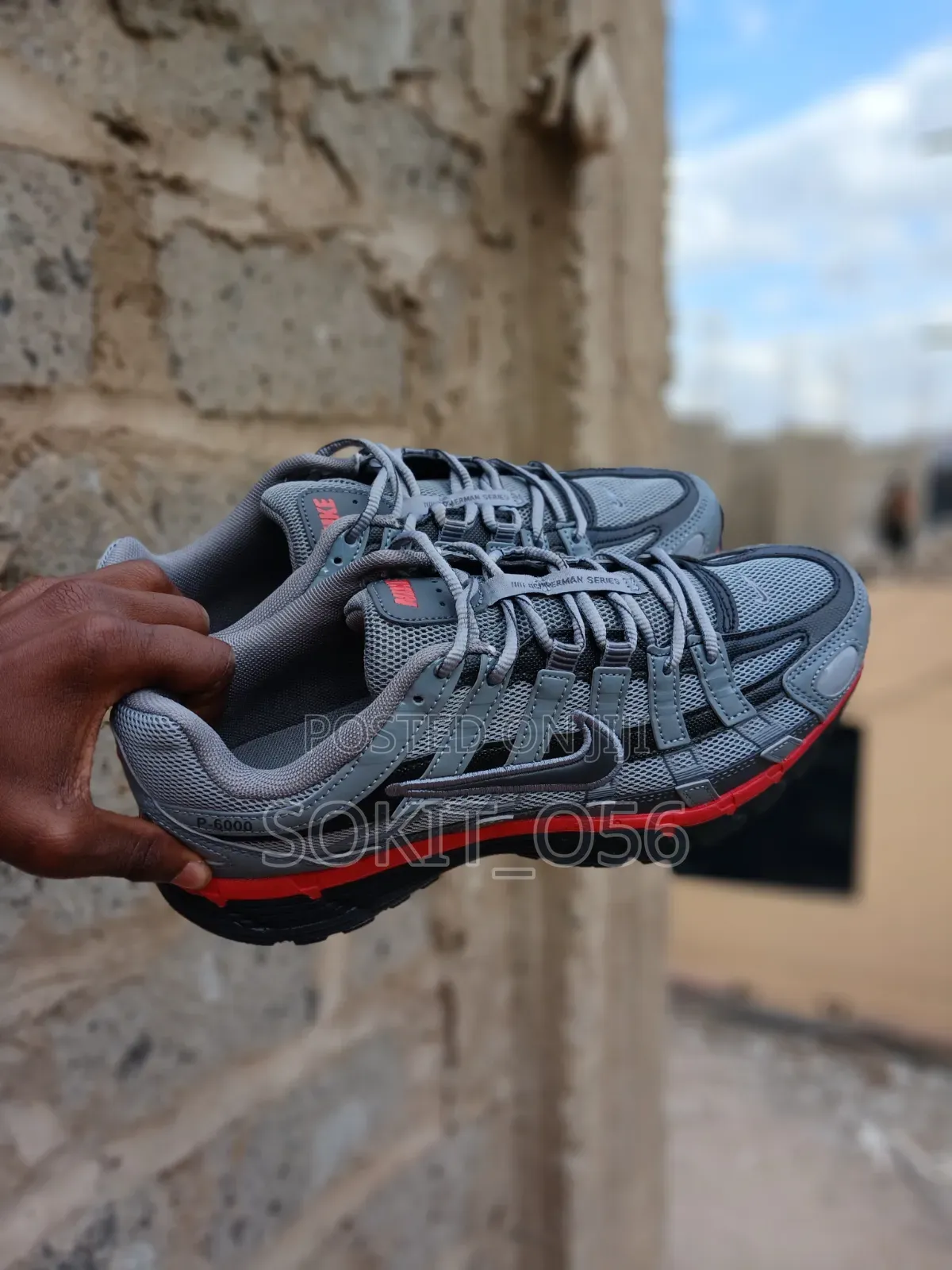 Grey and Black Nike P-6000 Sneaker