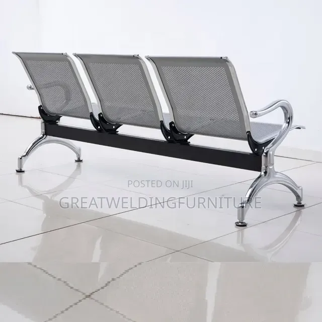 Modern Silver 3-Seater Non Padded Waiting Bench Ht4