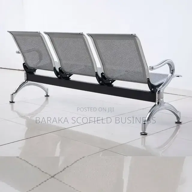 Modern Silver 3-Seater Non Padded Waiting Bench Ht4