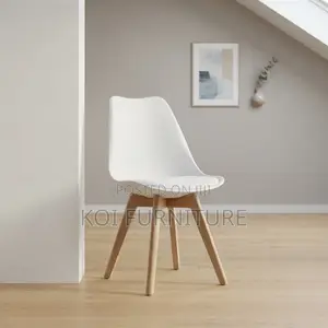 Dining Chairs; White Armless Ergonomic Eames Dining Seat