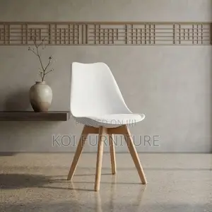 Dining Chairs; White Armless Ergonomic Eames Dining Seat