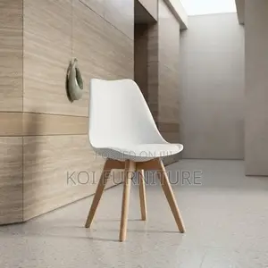 Dining Chairs; White Armless Ergonomic Eames Dining Seat