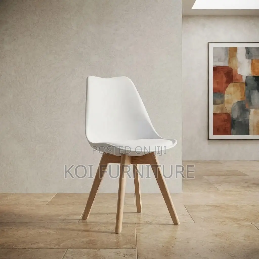 Dining Chairs; White Armless Ergonomic Eames Dining Seat