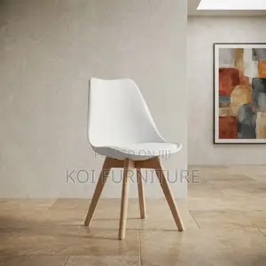 Dining Chairs; White Armless Ergonomic Eames Dining Seat