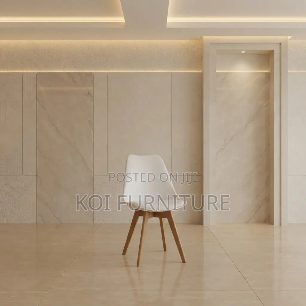 Dining Chairs; White Armless Ergonomic Eames Dining Seat