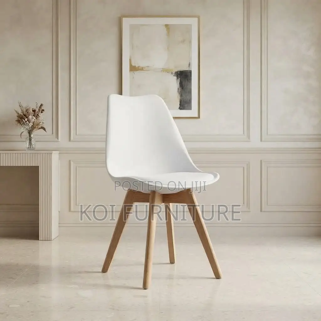 Dining Chairs; White Armless Ergonomic Eames Dining Seat