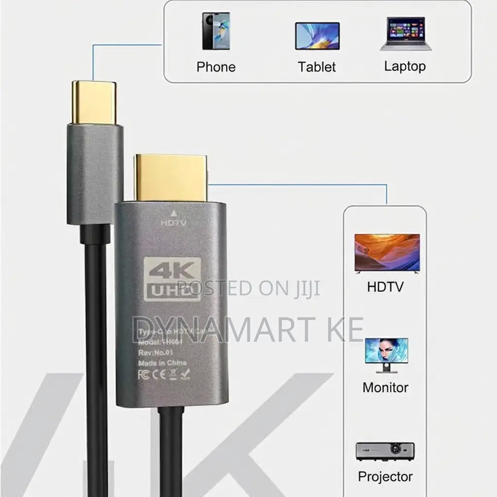 at 60Hz Type-C to HDMI Cable - For Gaming, Laptops, Phones Smart TVs