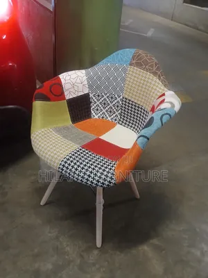 Modern Patchwork Fabric Accent Armchair / Bistro Chair