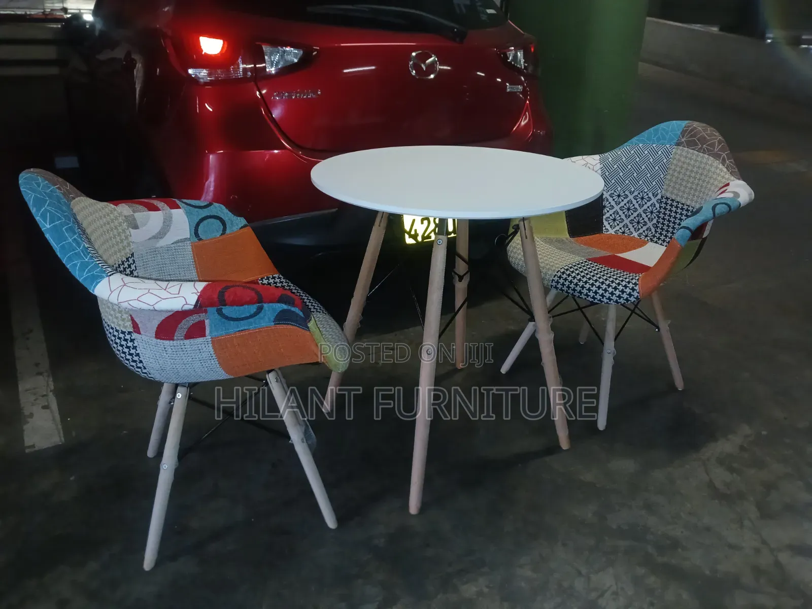 Modern 2-Seater Patchwork Café Dining Set / Two-Seater Bistro Set