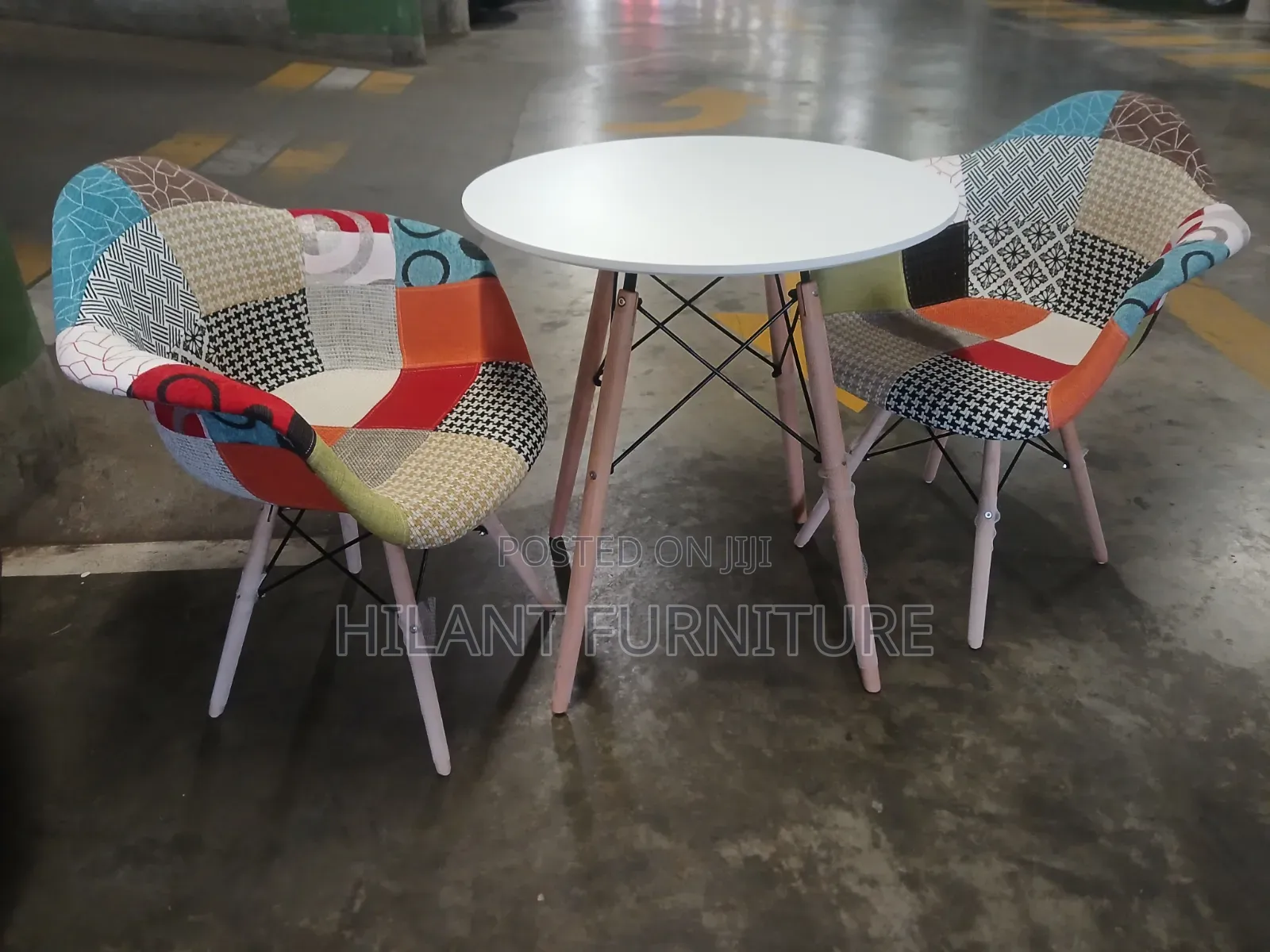 Modern 2-Seater Patchwork Café Dining Set / Two-Seater Bistro Set