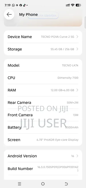 Tecno Pova Curve 2 5G 256 GB Silver